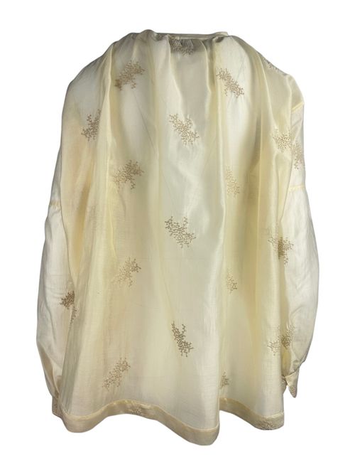 camicia donna in chiffon riacamato beige Milva Mi | 9342ORO